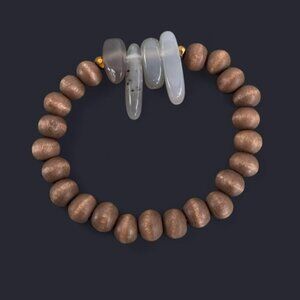 Grey Agate Boho Bead Bracelet